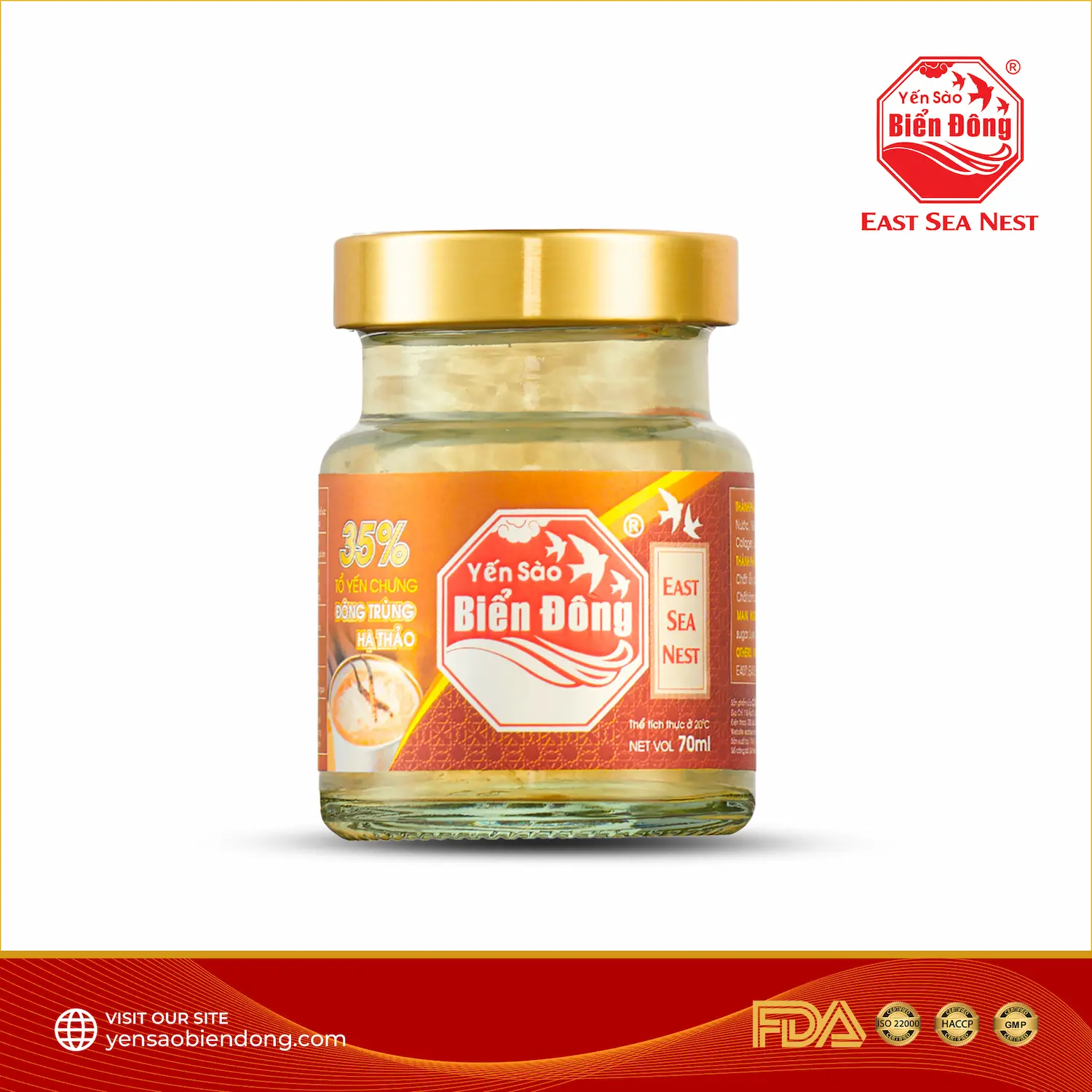 Tổ Yến Chưng Đông Trùng Hạ Thảo 70ml Yến Sào Biển Đông ESN