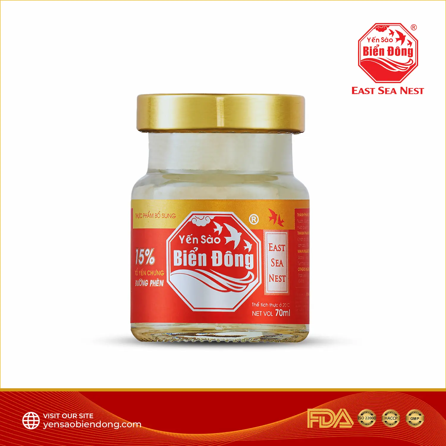 Tổ Yến Chưng Đường Phèn 70ml 15% Yến Sào Biển Đông ESN
