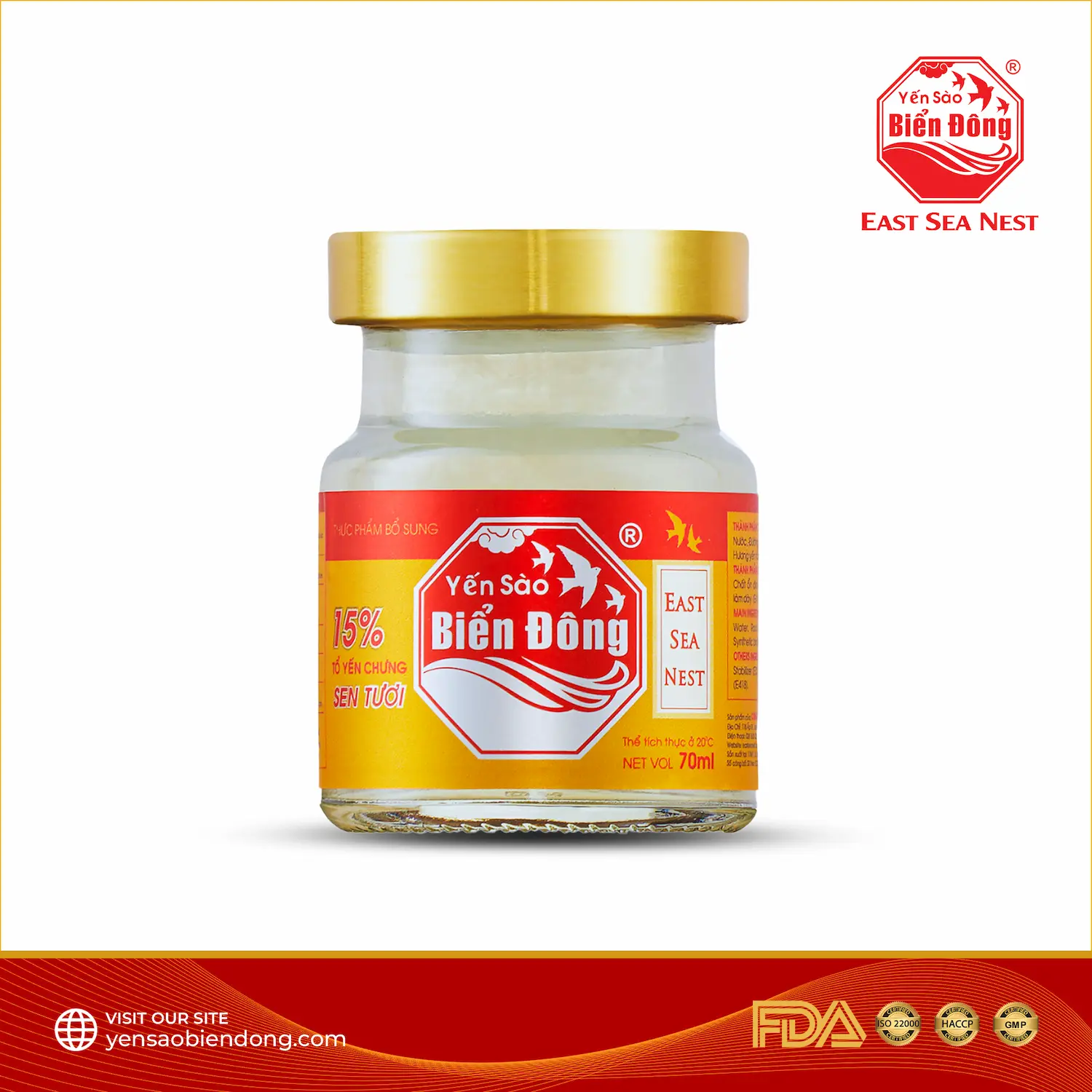 Tổ Yến Chưng Sen Tươi 70ml 15% Yến Sào Biển Đông ESN